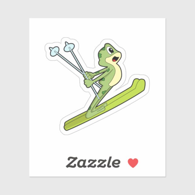 Sticker Grenouille comme sauteur de ski avec Ski.PNG (Feuille)