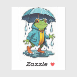 Sticker Grenouille de jour pluvieux en manteau pluvieux