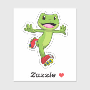 Sticker Grenouille en Patinage en ligne avec Roller skates