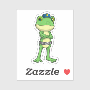 Sticker Grenouille en tant qu'agent de police avec casquet