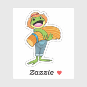 Sticker Grenouille en tant que fermier avec paille