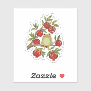 Sticker Grenouille Fantaisiste sur Branche de Grenade Art