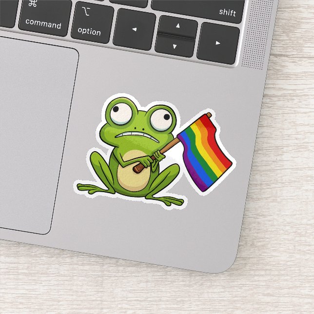 Sticker Grenouille LGBT avec drapeau de fierté (Détail)