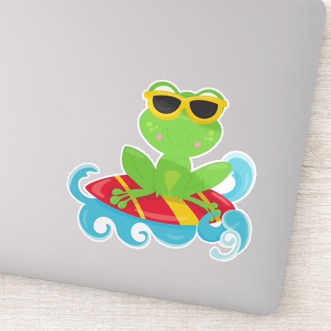 Sticker Grenouille mignonne, Grenouille verte, Petite gren (Détail)