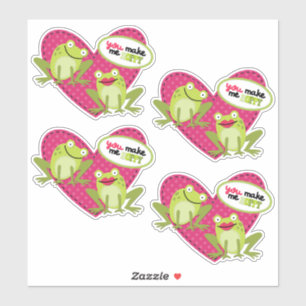 Sticker Grenouille rousse Coeur rose Valentine