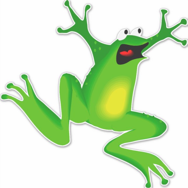 Sticker Grenouille sauteuse vert caricaturale (Devant)