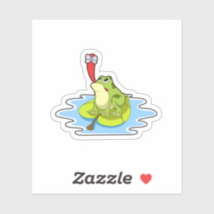 Sticker Grenouille sur la feuille avec insecte
