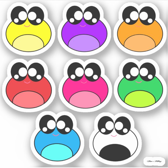 Sticker Grenouilles colorées Kawaii (Devant)