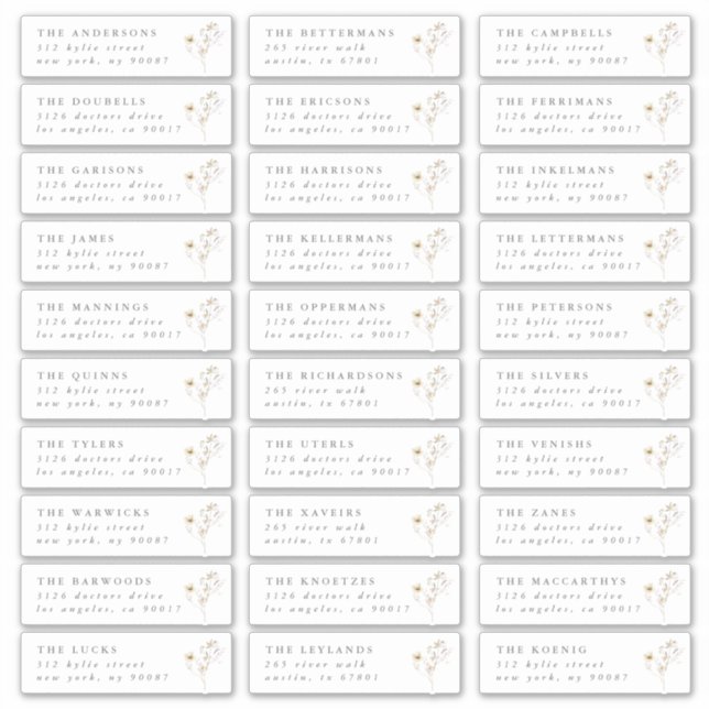 Sticker Grey Spring Fleur sauvage mariage adresse individu (Devant)