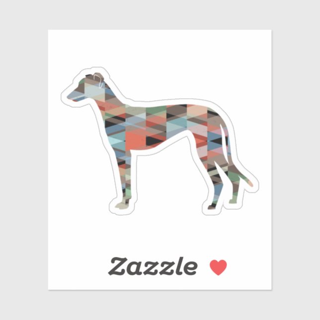 Sticker Greyhound Chien Motif géométrique Silhouette Plaid (Feuille)