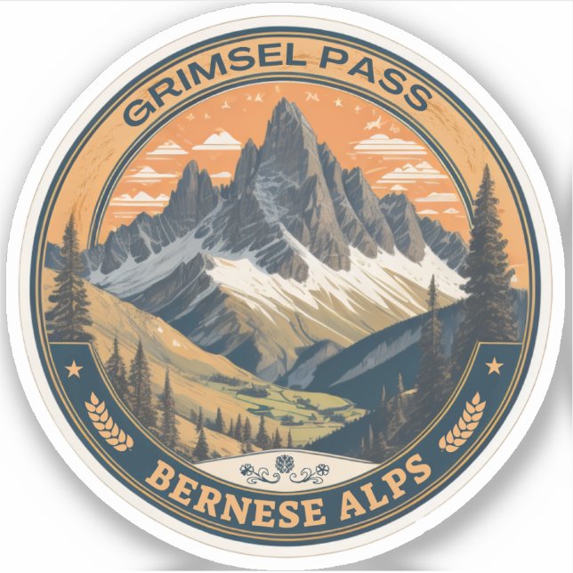 Sticker Grimsel Pass : Route des Alpes randonnées en Suiss (Devant)