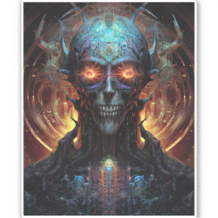 Sticker Grinning Evil Alien Homme Sci-Fi Art