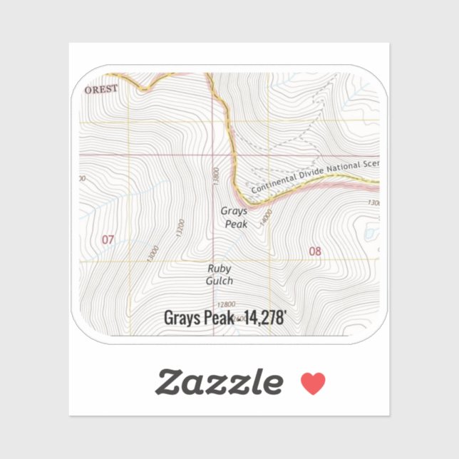 Sticker Gris Peak Colorado Fourteener (Feuille)