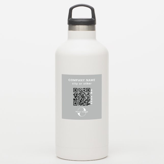 Sticker Gris Vinyl carré Business Code QR Bouteille d'eau (Gourde)
