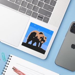 Sticker Grizzly Bear en hiver - Art original de la faune