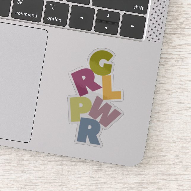 Sticker GRL PWR Lettres colorées Féminisme (Détail)