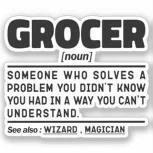 Sticker Grocer Noun Définition Épicerie Conception minimal