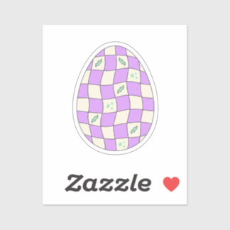 Sticker Groovy Checkerboard Easter Egg Pastel Retro 