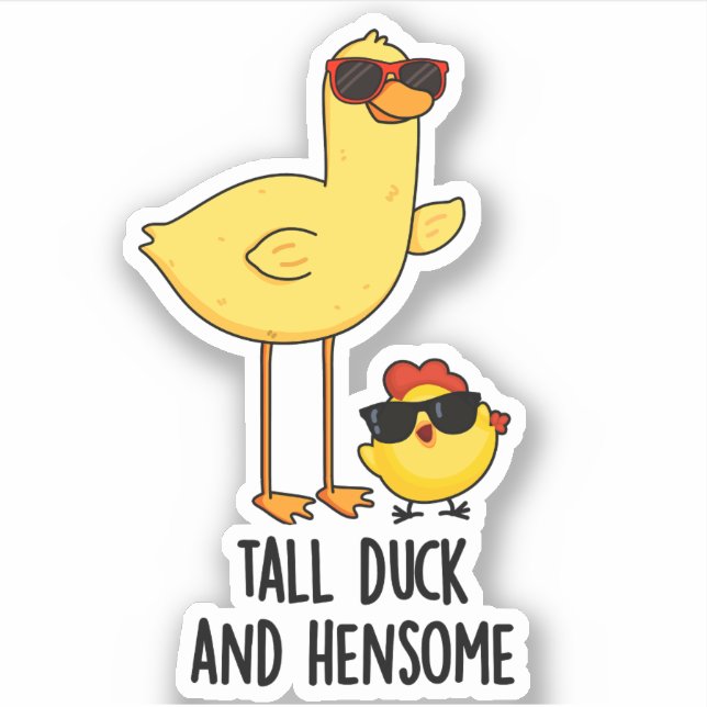 Sticker Gros Canard Et Hensome Drôle Animal Pun (Devant)