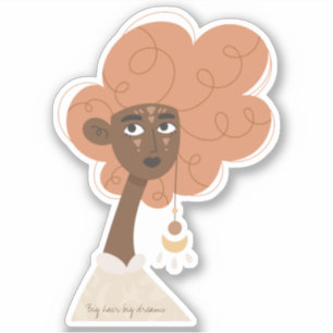 Sticker Gros cheveux bouclés gros rêves boho femme star