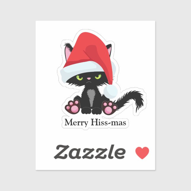Sticker Gros Grumpy Chat Noir Noël (Feuille)