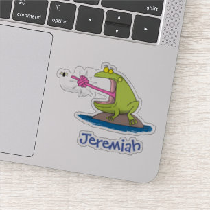 Sticker Grosse grenouille verte drôle avec humour de dessi
