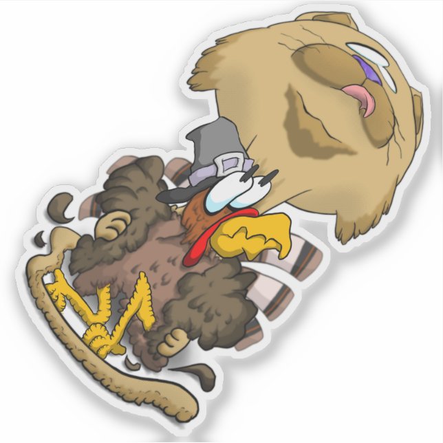 Sticker Grosse tête Thanksgiving Chat (Devant)