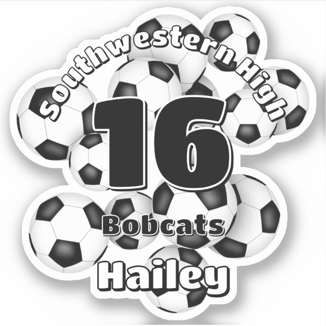 Sticker groupe de balles de football esprit d'équipe perso (Devant)