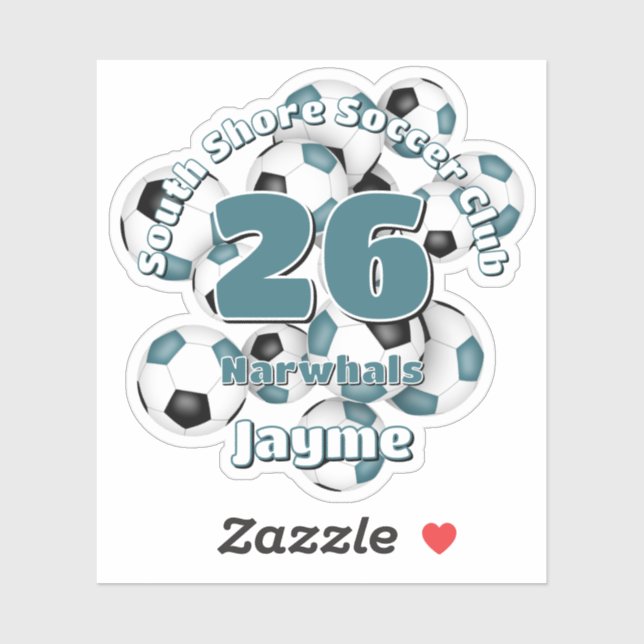 Sticker groupe de balles turquoises de football noir coule (Feuille)