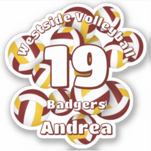 Sticker groupe de volleyballs d'or de marron avec nom d'éq