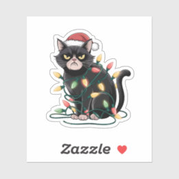 Sticker Grumpy Christmas Cat