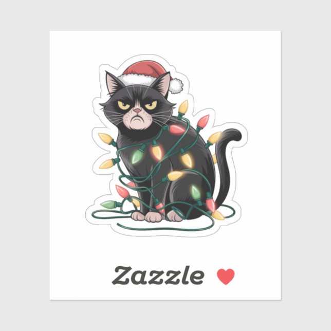 Sticker Grumpy Christmas Cat (Feuille)