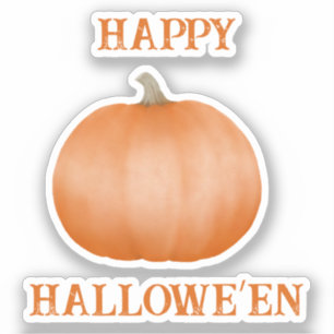 Sticker Grungy Happy Halloween et Citrouille orange clair