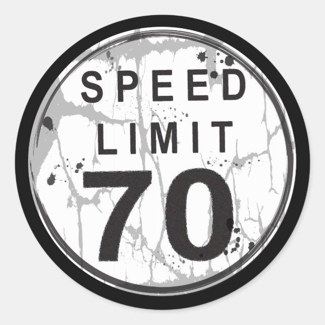 Sticker Grungy Limite de vitesse 70 MH (Devant)