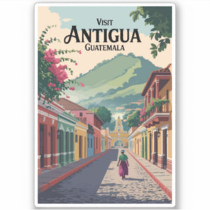 Sticker Guatemala Antigua Illustration Voyage Art Vintage