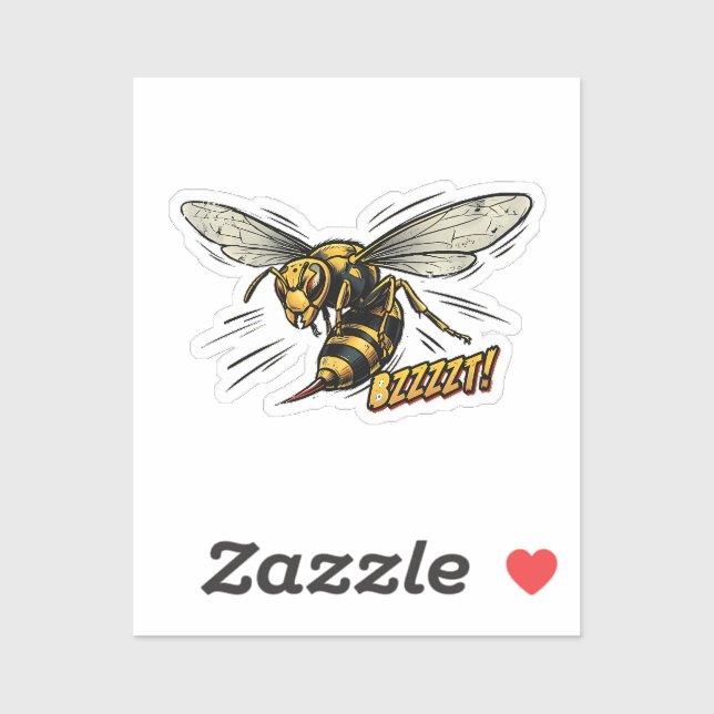 Sticker Guêpe en colère BZZZT Bande dessinée (Feuille)