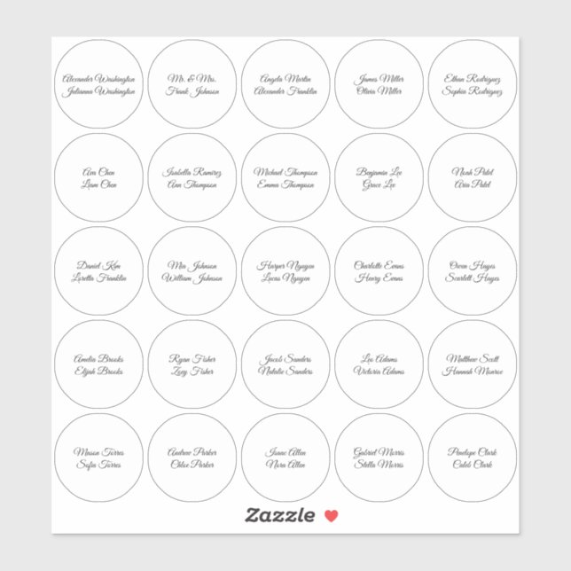 Sticker Guest Names on 25 White Circles (Feuille)
