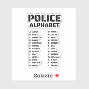 Sticker Guide de l'alphabet phonétique de la police