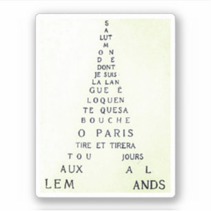 Sticker Guillaume Apollinaire, Eiffel Calligramme