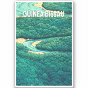 Sticker Guinée Bissau Illustration Voyage Art Vintage