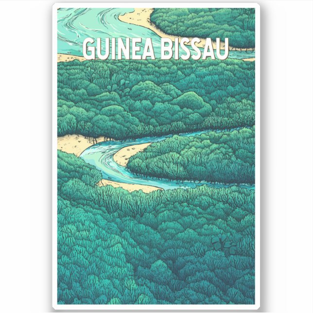 Sticker Guinée Bissau Illustration Voyage Art Vintage (Devant)