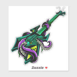 Sticker Guitare électrique écrasée par la musique violette