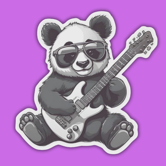 Sticker Guitare Jouer Panda imperméable (Créateur téléchargé)