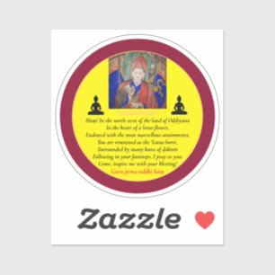 Sticker Guru Rinpoché & Prière Sept Lignes /Padmasambhava