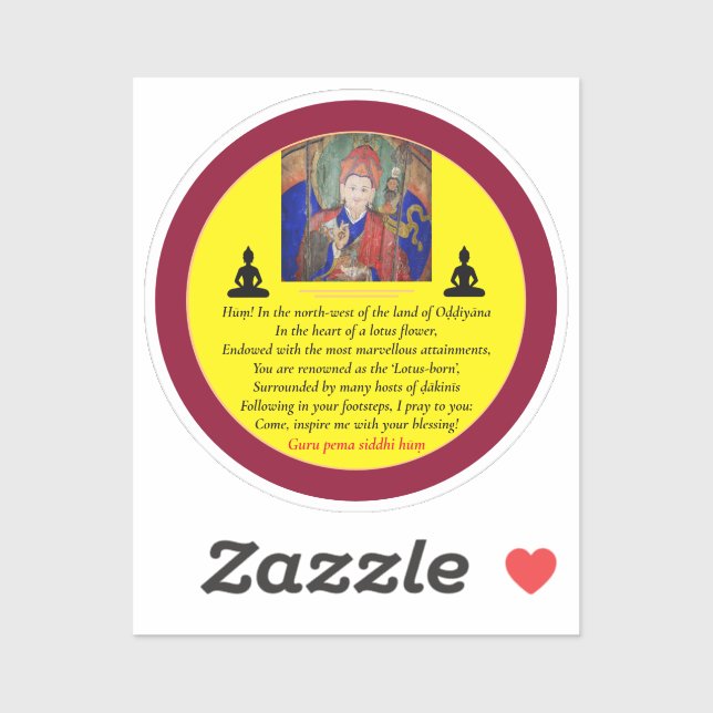Sticker Guru Rinpoché & Prière Sept Lignes /Padmasambhava (Feuille)