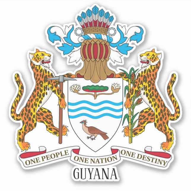 Sticker Guyana Armoiries Nationales Patriotique (Devant)