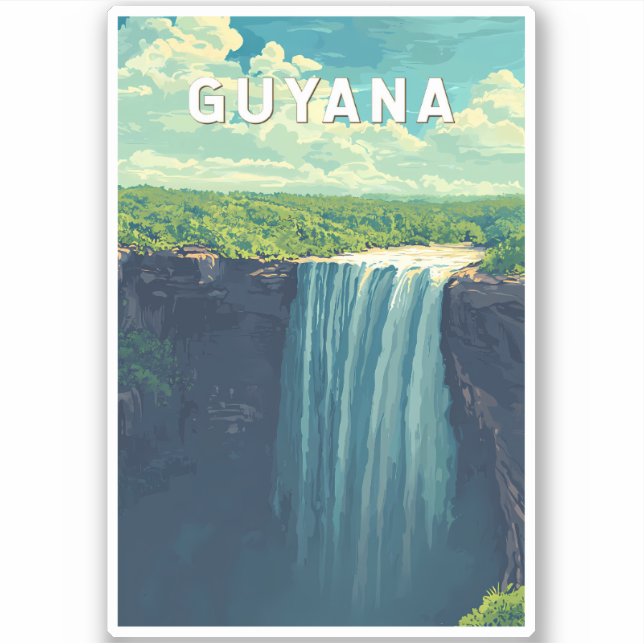 Sticker Guyana Illustration Travel Art Vintage (Devant)