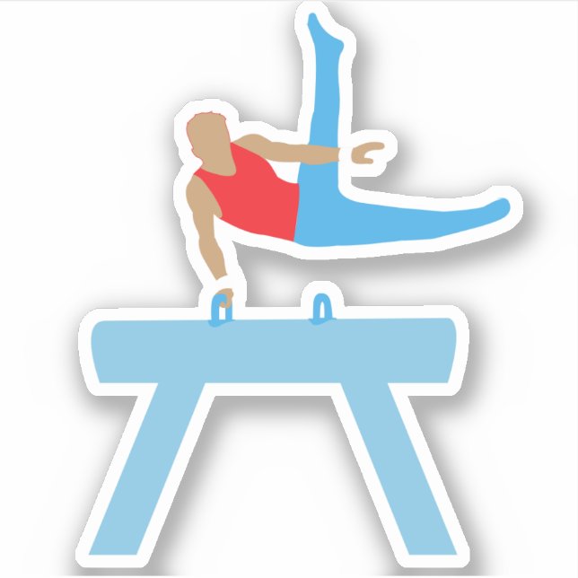 Sticker Gymnaste musculaire sur le cheval Pommel (Devant)