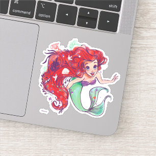 Sticker Hair Princesse Ariel Ariel aquarelle décorée