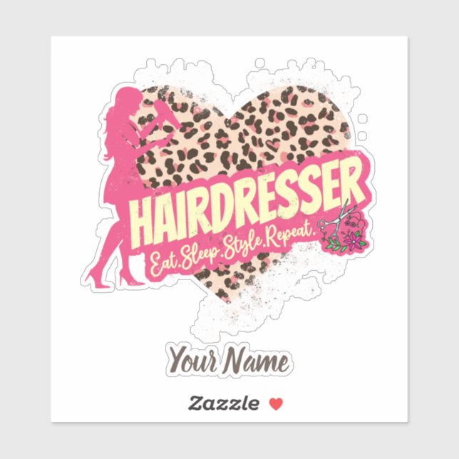Sticker Hairtraver leopard Hair Hustler Hairstylist (Feuille)